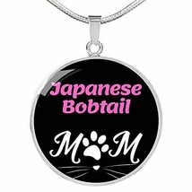 Japanese Bobtail Cat Mom Necklace Circle Pendant Stainless Steel Or 18k Gold 18- - £35.44 GBP