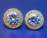 Earth mined Diamond Deco Bezel set Halo Studs Vintage Style Earrings 18k... - $15,765.25