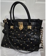 MICHAEL KORS Black Leather Large Studded Hamilton North South Tote 2 Str... - $97.99