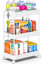 Storage Rolling Cart, 3 Tier Laundry Room Organization Rolling Util - €50,22 EUR