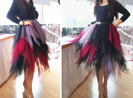 Multi Color Layered Tulle Skirt Women Plus Size Fluffy Tulle Midi Skirt image 8