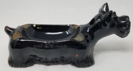 Scottish Terrier Scotty Ashtray Japanese Mid Century Modern Black Ceramic Flat - £15.19 GBP