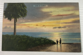 Vintage Linen Postcard Dawn in Florida FL Sunrise on the Ocean - £3.17 GBP