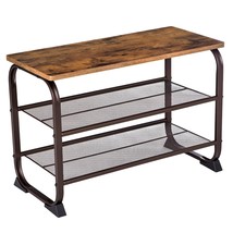 Shoe Bench Rack, 3-Tier Storage Shelf For Entryway Hallway Living Room, Industri - £69.59 GBP