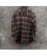 PENDLETON Long Sleeve Shirt Brown/Red Wool Size 17 Used - $89.99