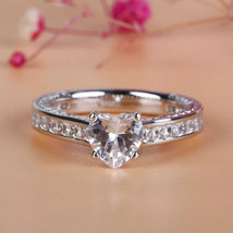 2 Ct Heart Cut Diamond Women&#39;s Engagement Ring 14K White Gold Finish - £70.81 GBP