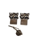 VTG SWANK Cuff Links &amp; Tie Tac Clip  Muse Comedy Tradegy Theator Masks G... - £23.90 GBP