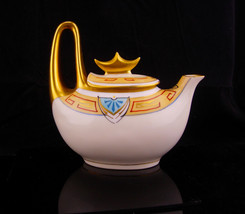 vintage Art Deco Teapot / Gold Crown Top / Julius Brauer China / handpainted tea - £180.43 GBP