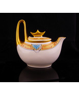 vintage Art Deco Teapot / Gold Crown Top / Julius Brauer China / handpai... - £179.66 GBP