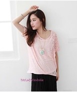 Japan Relaxed Floral Lace Layering Shirt! Pink FREE SHIPPING - £8.76 GBP