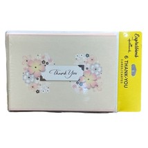 Vintage Hallmark Expressions Thank You Cards New Set of 6 Flowers Blank Interior - £5.47 GBP
