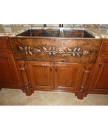 Mexican Copper Apron Hand Handcrafted Sink 2 Bowls 60/40 - Grapevines - - $29,889.87 MXN
