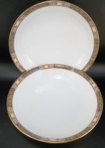 J Pouyat Limoges French Dinnerware Porcelain Band Pink Roses Low Soup Bo... - £17.12 GBP