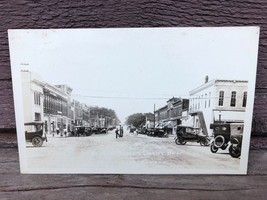 Antique RPPC Photo Postcard Burlington Kansas Main Street Looking West - £14.77 GBP