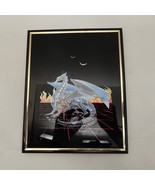 Kafka #4360 Etched Glass Art Dragon &amp; Warrior Fantasy Framed Picture USA... - $53.99
