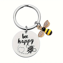 Happy BEE  Stainless Steel Keychain - $3.00