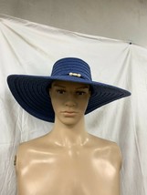 Panama Jack Women&#39;s Paper Braid Sun Hat Navy w/BEADED Tie One Size Brand New - £21.83 GBP