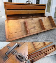 LARGE Antique Primitive wood carpenters tool box DRAWERS Ohio AMISH COUNTRY - £220.93 GBP