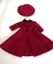 Modern Tagged Mary Hoyer Burgundy Wool Coat &amp; Hat for the 13&quot; Vinyl Doll - £43.24 GBP