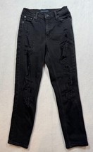 Aeropostale Mom Jean Black Denim Distressed Destroyed Women&#39;s Size 0R 0 ... - $9.79