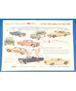 1958 Ford 2 Page PRINT AD Thunderbird, Edsel, Mercury, Lincoln Continent... - $208.35 MXN