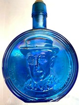 Vintage Wheaton Glass Woodrow Wilson Commemorative Blue Carnival Glass B... - $15.83