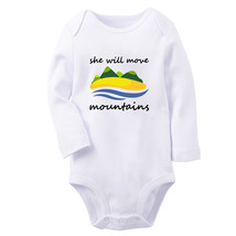 She Will Move Mountains Funny Romper Newborn Baby Bodysuit Long One-Piece Outfit - £8.76 GBP