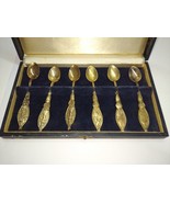 Set 6 Vintage Brazilian Silver-plated Stylized Spoons, Prata 99 Brasil, ... - $101.20