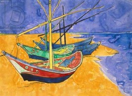 Framed canvas art print giclée Fishing Boats on the Beach at Saintes Mar... - $39.59+