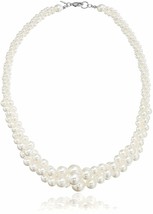 18&quot; Three Strand Twisted Cream Simulated Pearl Wedding Bridesmaid Necklace - £15.97 GBP