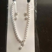 Charlestone faux pearl necklace earrings set - £12.09 GBP