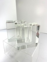 2 Clear Glass Bud Vases Book Ends Modern Rectangular 4.25&quot; X 3.75&quot; X 1.75&quot; Flaws - £14.86 GBP