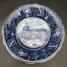 Rare Antique c.1900 Royal Staffordshire England Flow Blue U.S. Capital Bowl - $49.49