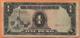 PHILIPPINES ND(1943)  Fine 1 Peso Banknote Japanese Government P- 109a - $3.85