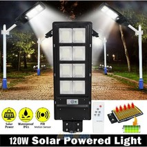 120W Solar Street Light Ultra Bright 990000Lumens Commercial Outdoor Flo... - £96.82 GBP