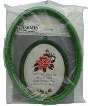 Charmin Cross Stitch Kit Stamped Counted Rose Floral Bouquet Oval Frame Vtg NOS - £17.60 GBP