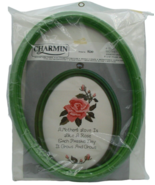 Charmin Cross Stitch Kit Stamped Counted Rose Floral Bouquet Oval Frame ... - £17.38 GBP