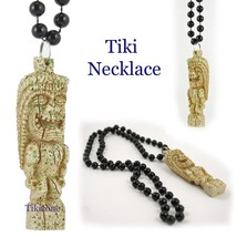 Stone Look Tropical Hawaiian Tiki Necklace - Lono Jewelry Tribal Pendant Kane - £14.34 GBP