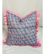 Pink Ruffle Throw Pillow Cover for Couch-20x20 Inch Cotton Stripe Cushio... - €42,62 EUR