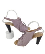 Tod&#39;s Shoes 6.5 Cone Heels Slingback Style Peep Toe Lace Up Purple Leath... - £49.53 GBP