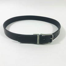 Brown Leather Lined Belt Contrast Stitching Pebbled Finish Wms Size 14-16 - £11.02 GBP