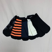Halloween Fall Girl’s 6-12 Ankle Socks Orange Black Skeleton Stripes Set of 5 - £7.91 GBP