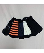 Halloween Fall Girl’s 6-12 Ankle Socks Orange Black Skeleton Stripes Set... - £6.99 GBP