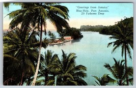 Greetings From Jamaica~Blue HOLE-PORT ANTONIO-20 Fathoms Deep~Antique Postcard - £8.08 GBP