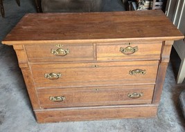 Antique Oak Dresser Vanity Eastlake Style As Is Restoration Sturdy - £117.67 GBP
