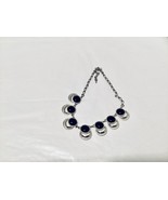 Sarah Coventry Statement Necklace Black Silver Tone Bold and Beautiful V... - $16.50