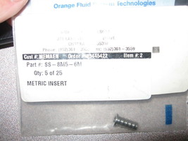 NEW  Swagelok Metric Tubing Insert 8MM by 6MM   # SS-8M5-6M - $18.99