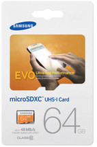 Samsung EVO 64Gb Micro Memory Card MicroSDXC UHS-I card - $18.99