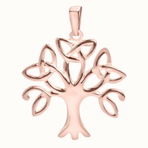 14K Rose Gold Plated Tree Of Life Trinity Celtic Knot Pendant Chain Cyber Monday - £111.43 GBP