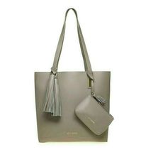 JOY &amp; IMAN Tassel Chic Leather Handbag with Fabric insert and Leather Wr... - $39.99